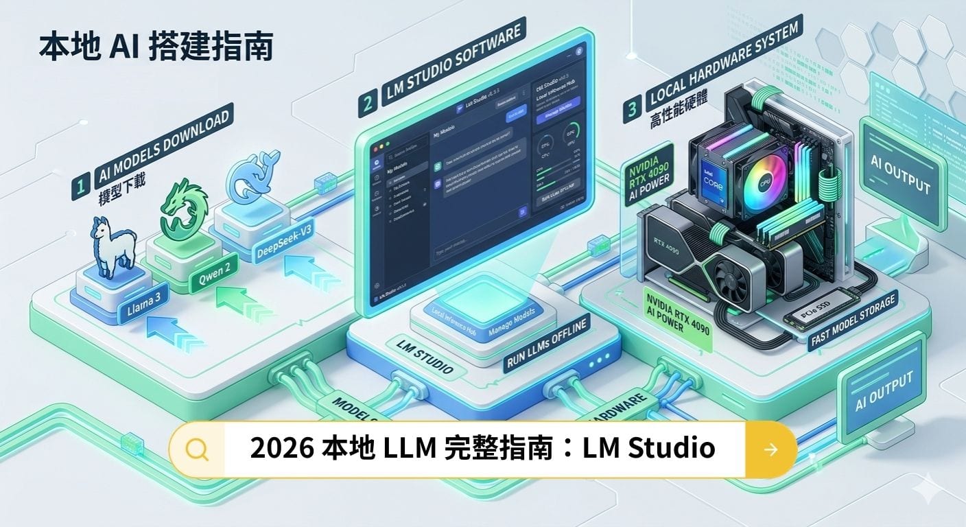 2026 本地 LLM 完整指南:LM Studio 上手、模型選擇與硬體配置一次看懂